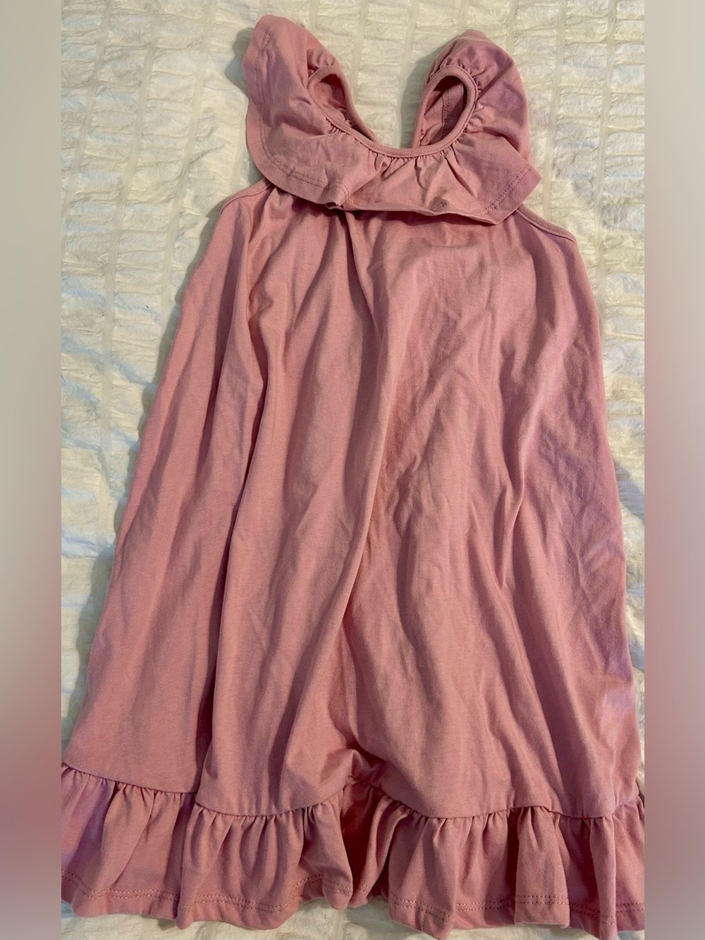 Girls' Pink Ruffle Hem Casual Dress